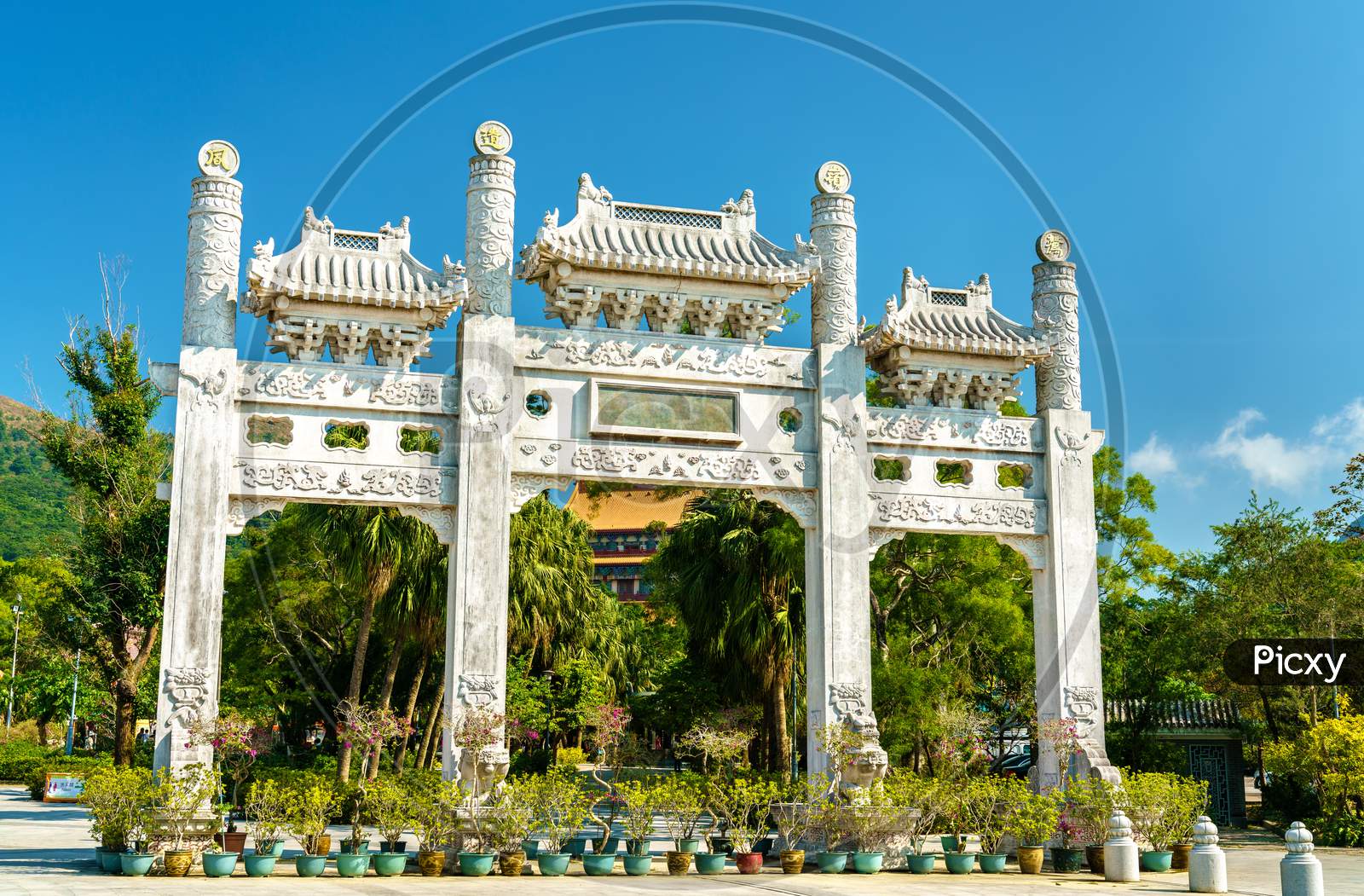 Entrance Gate To Po Lin Monastery At Ngong Ping - Hong Kong, China