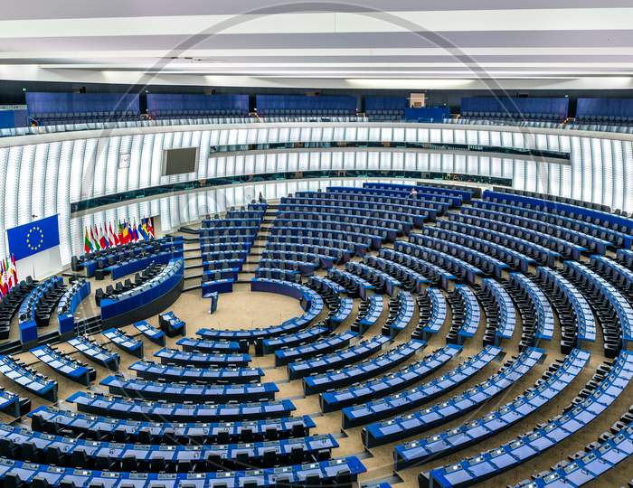 Plenary Hall Of The European Parliament In Strasbourg, France
