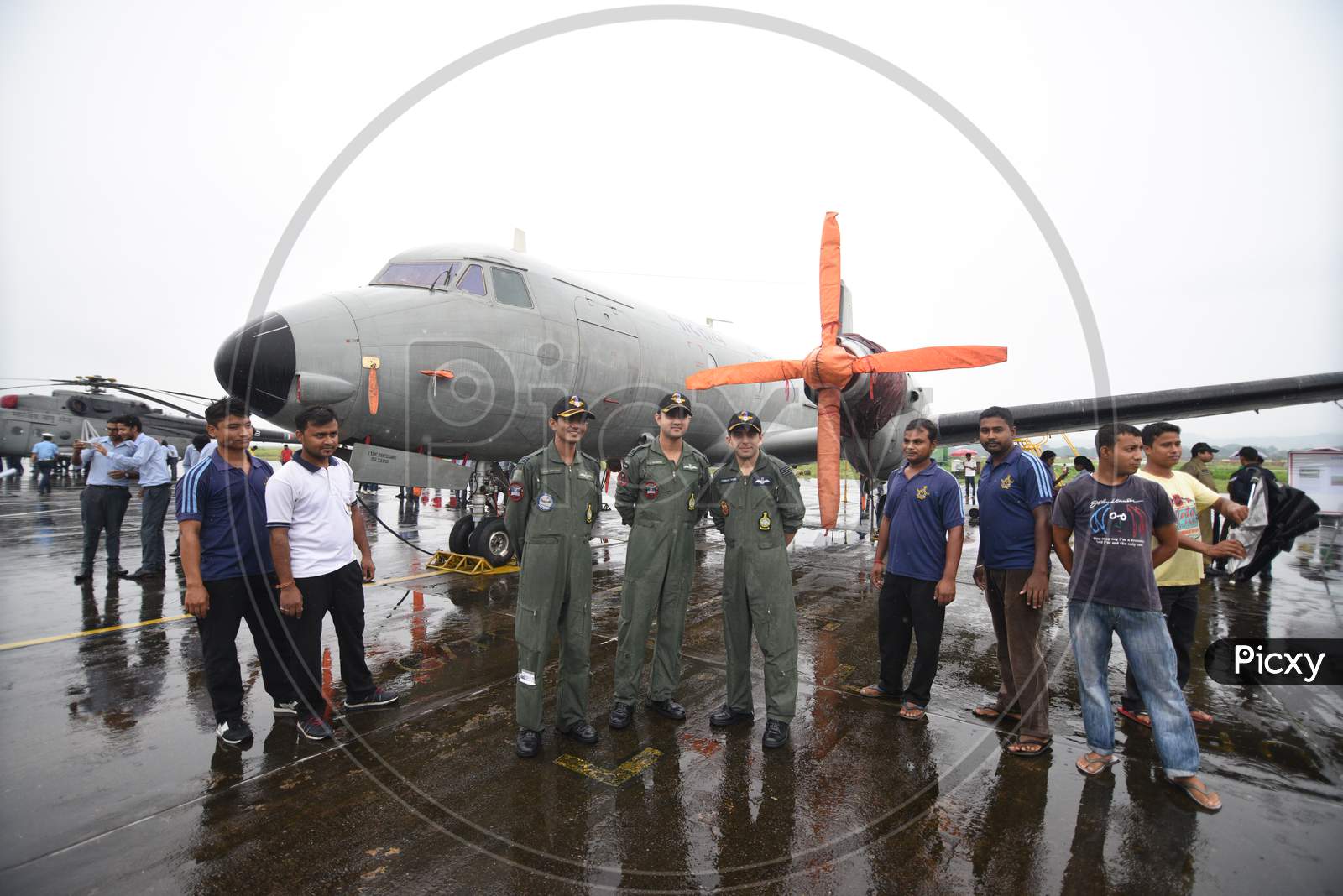 Visitors And Air force Pilots At  Indian Air Force Helicopters During Expo In Guwahati, Assam