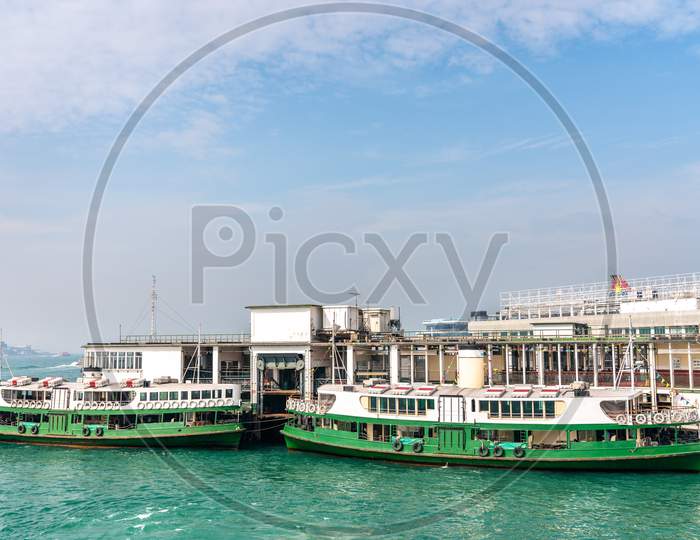 Boats At The Kowloon Ferry Piers In Hong Kong
