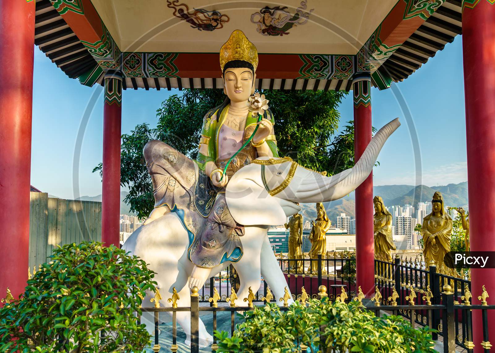 Pavilion At The Ten Thousand Buddhas Monastery In Hong Kong