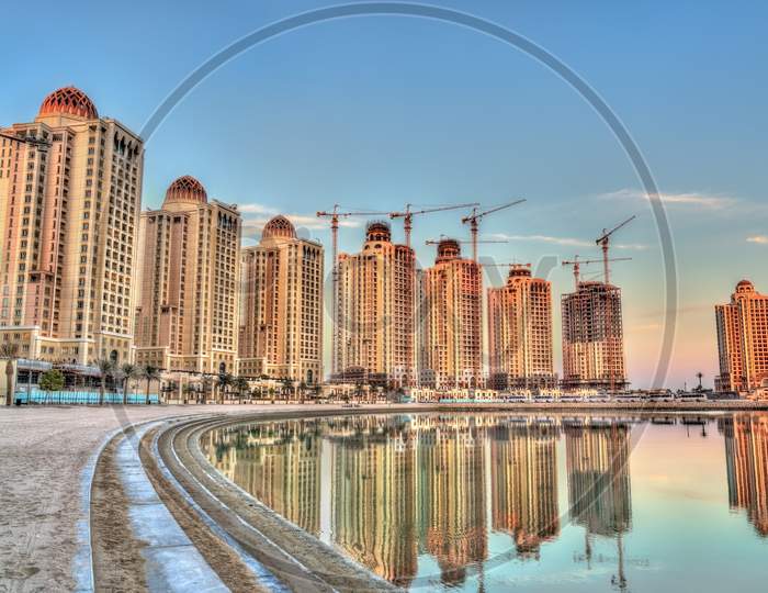 Residential Buildings On The Pearl, An Artificial Island In Doha, Qatar