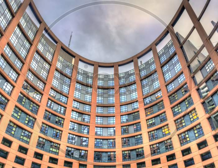 Inner Courtyard Of The European Parliament Building In Strasbourg, France