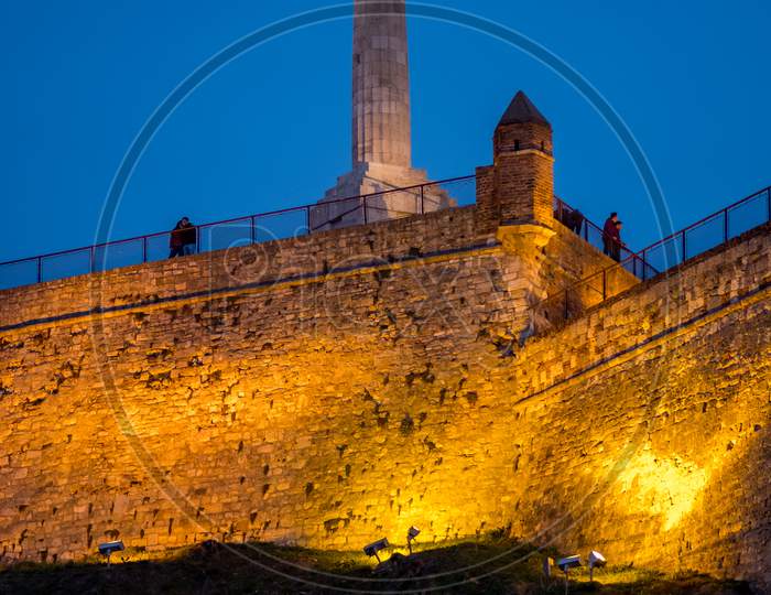 Evening View Of The Belgrade Fortress With The Victor Monument In Serbia