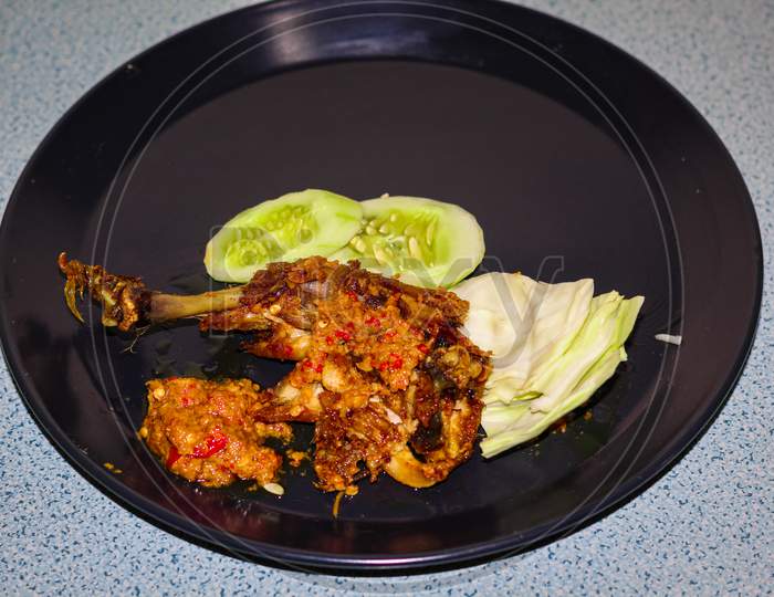 Indonesian Penyet fried chicken