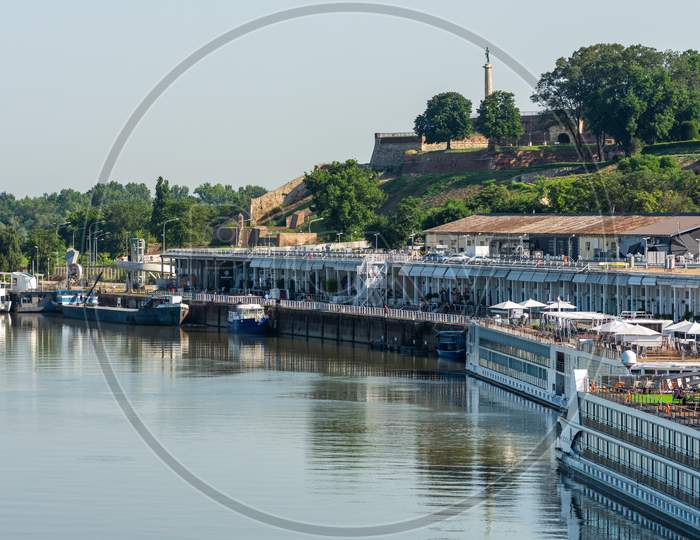 Passenger Ships And Riverboats Docked In The Port Of Belgrade In Serbia