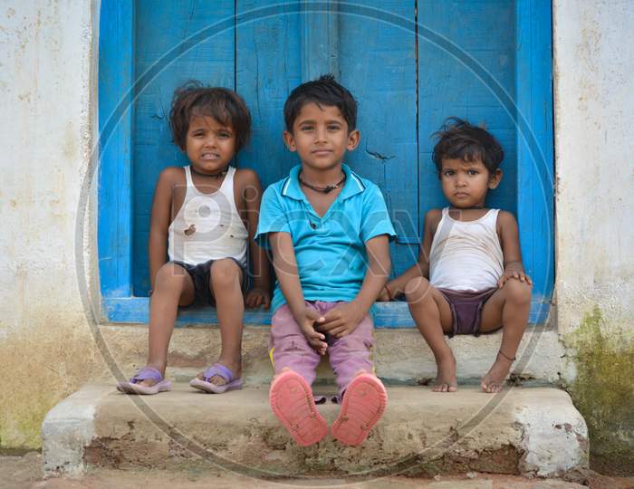 TIKAMGARH, MADHYA PRADESH, INDIA - SEPTEMBER 14, 2020: Young children smiling and having fun from rural part of India.