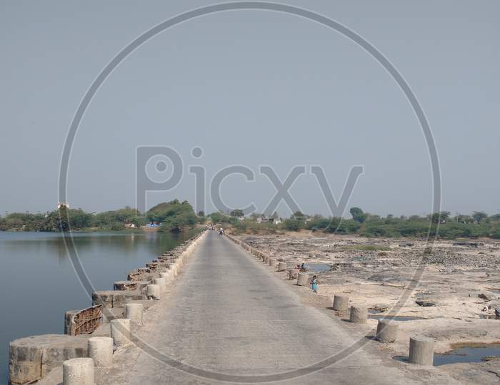Indian Old Bridge Water Vs Drought In Village Bhima River