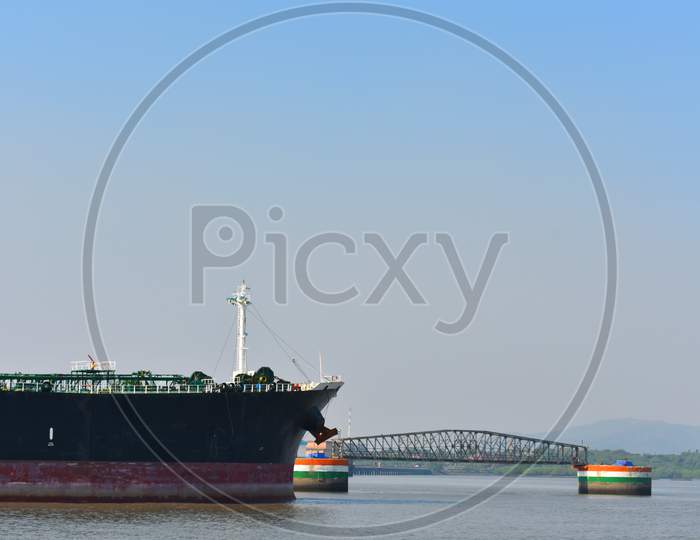 View Of Deck Of A Merchant Ship Standing In Mumbai Port