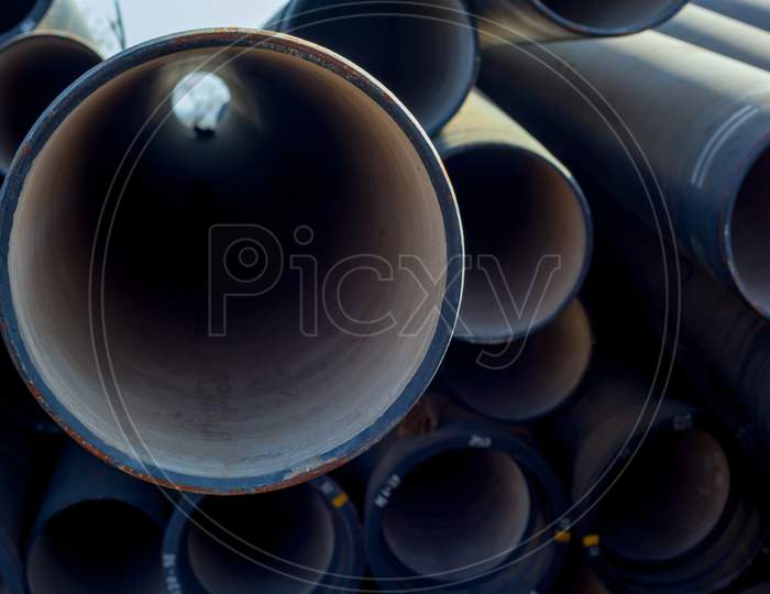 Closeup Of Big Water Pipes