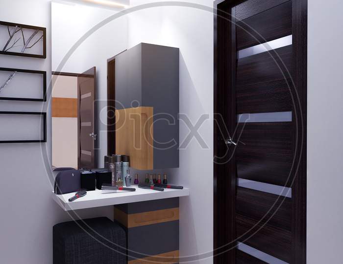 Interior Illustration Rendering Of Bedroom Dressing Bathroom Drawing Room Living Room Kitchen