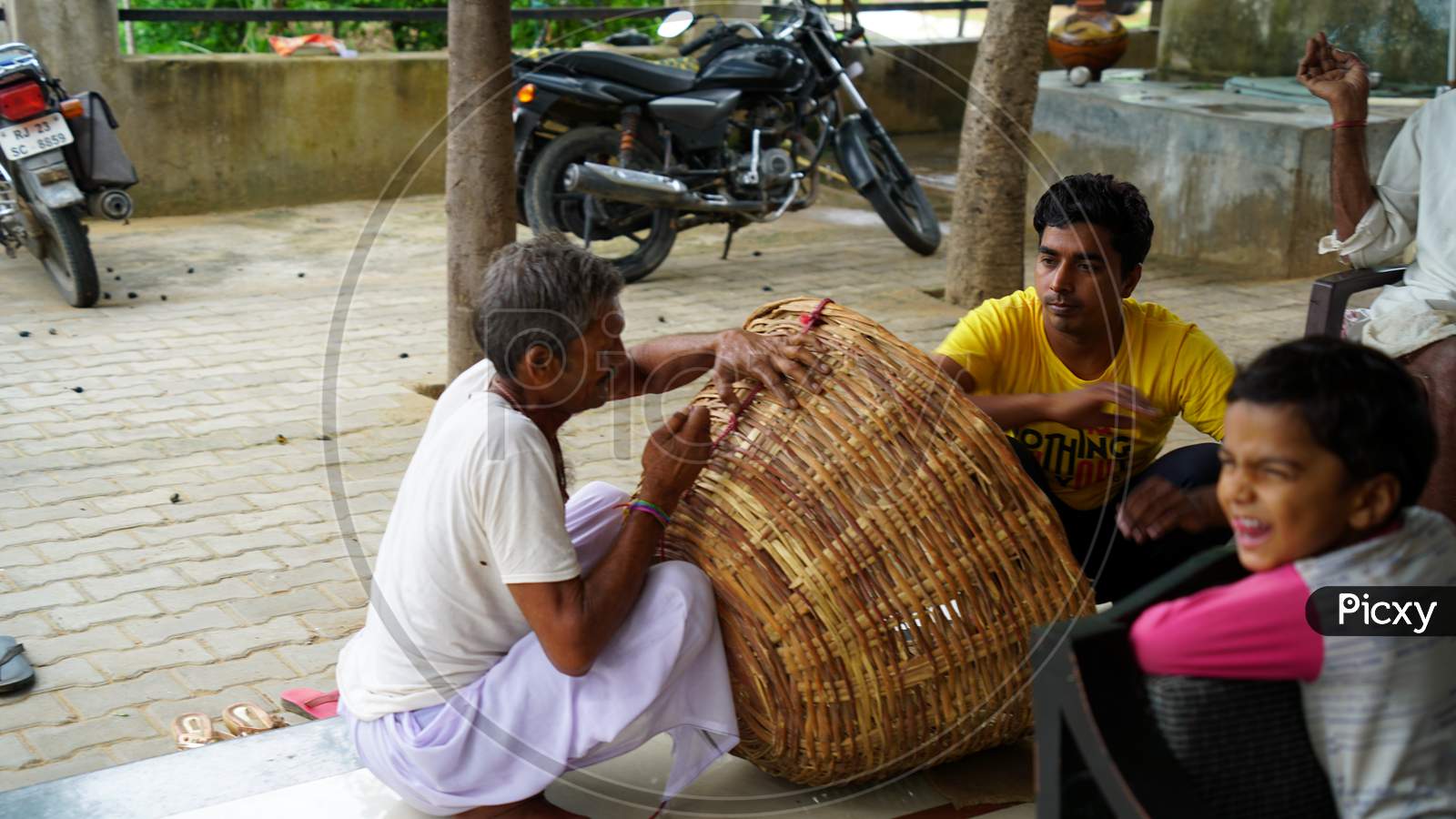 Rural India Basket Made From Mulberry Branches.
