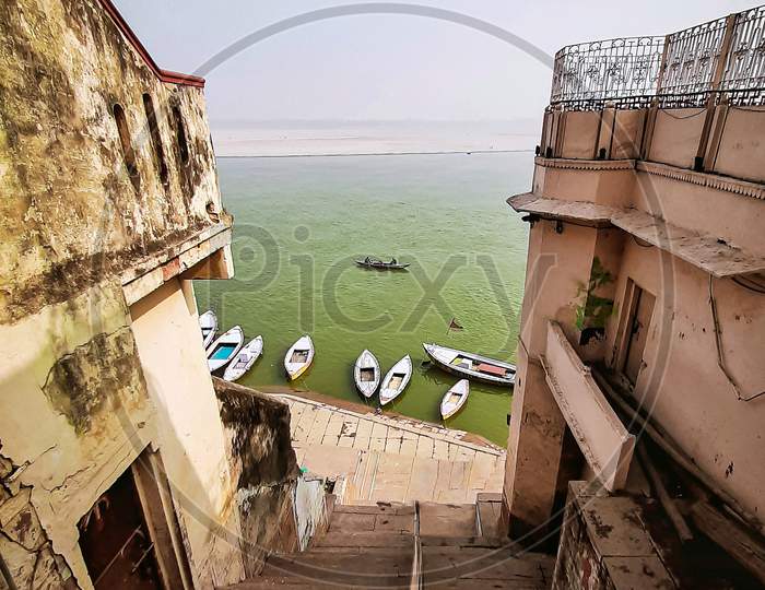 Beautiful view of Banaras Ghats, Varanasi, India