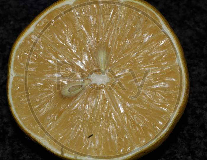 Half a lemon dried in a macro photo