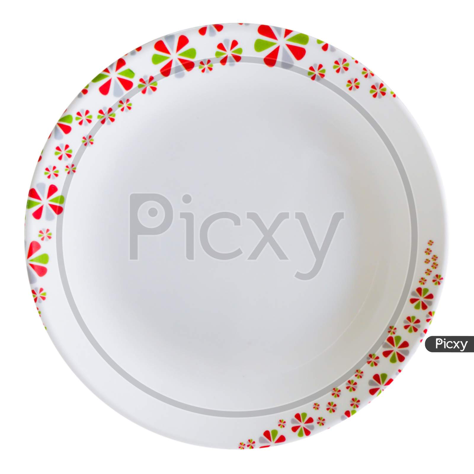 White and colourful crockery plate