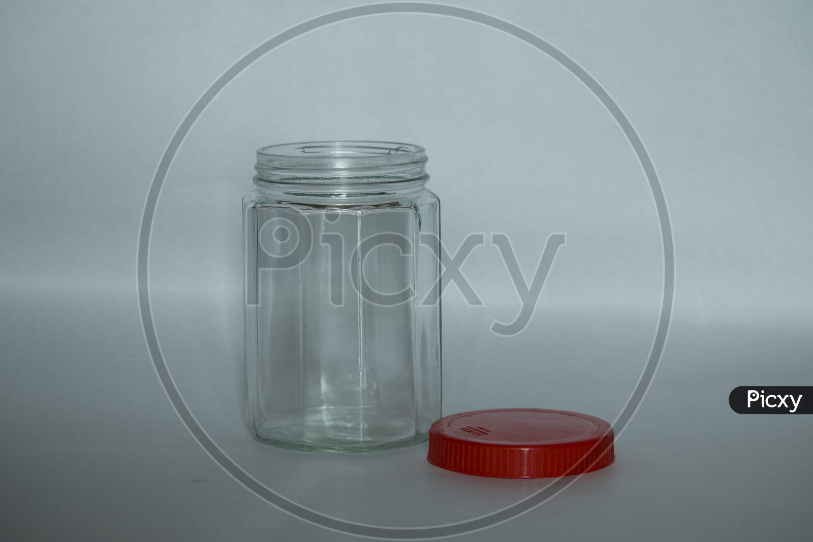 Glass Container With Lid Open Red Lid