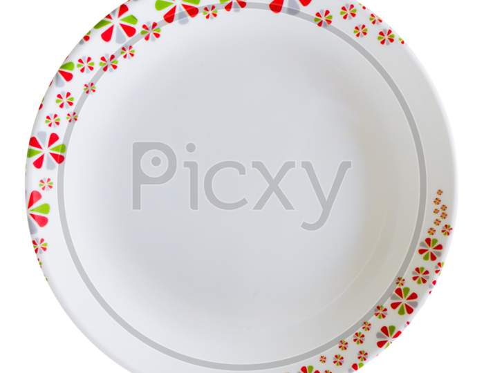 White and colourful crockery plate