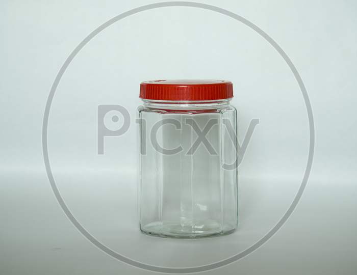 Empty Glass Container With White Background