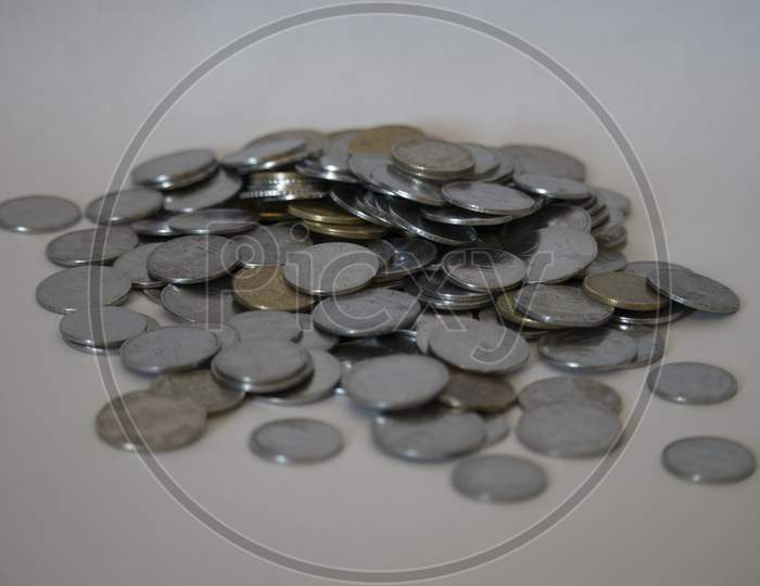 Indian Financial Coins With White Backgrounds
