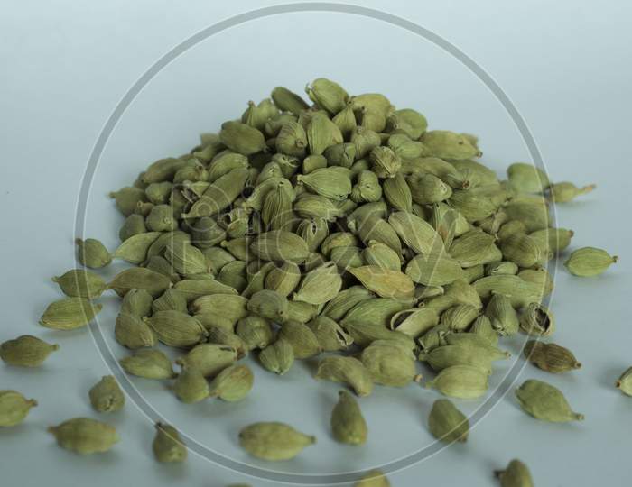 Cardamom Seeds With White Background