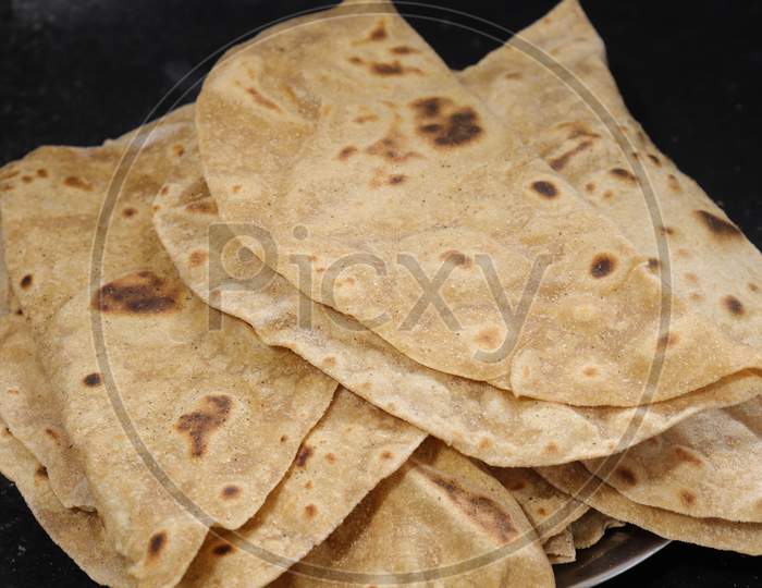 Homemade fresh wheat flour Chapati or roti which is an indian flat bread