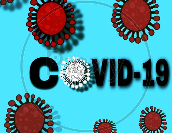 Vector illustration of red colured coronavirus