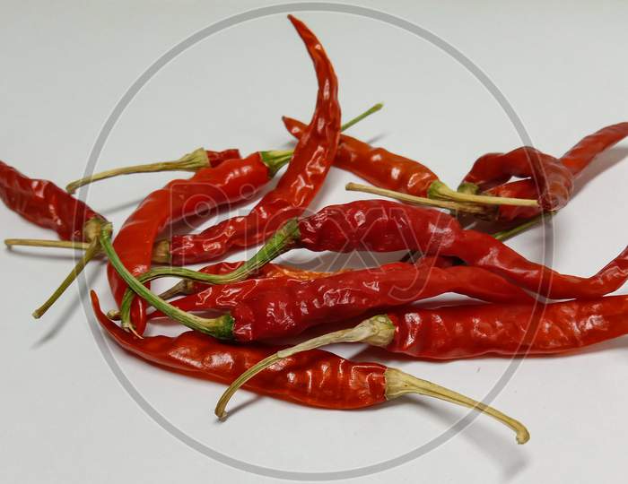 Picture Of Kashmiri Chilli (Mirch) In Isolated White Background