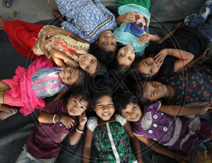 Girls in a slum area ahead of International girls child day in Jammu,10 october,2020.