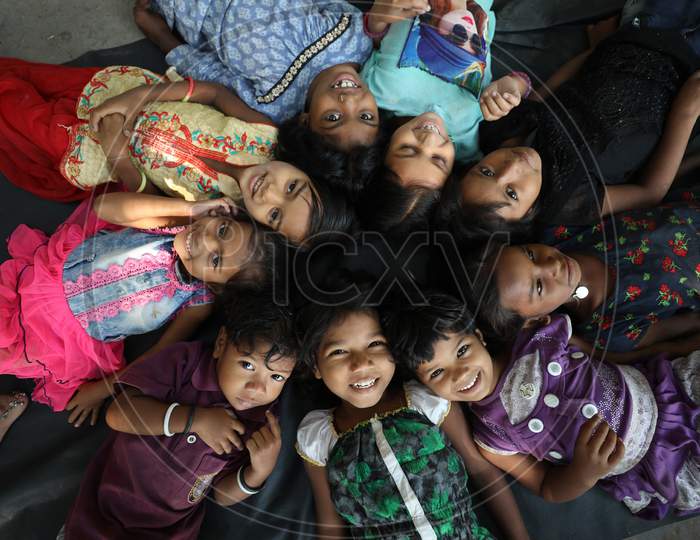 Girls In A Slum Area Ahead Of International Girls Child Day?In Jammu,10 October,2020.