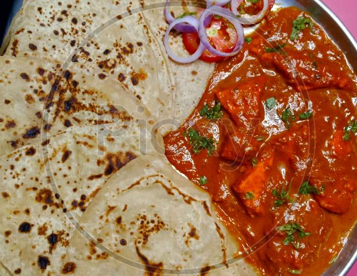 Spicy Butter Paneer, Paneer Makhani with paratha