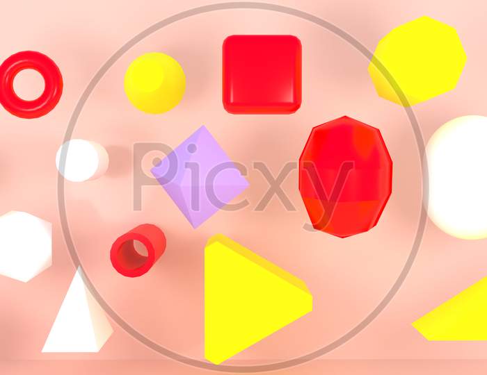 Geometric Abstract Background With Colourful 3D Rendering Image