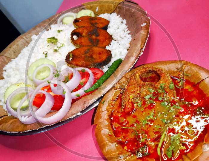 Spicy Fish Fry, Fish Curry with Rice