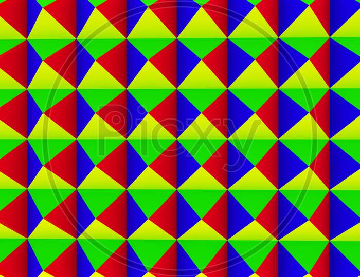 3D Rendering Abstract Colorful Background Triangles.