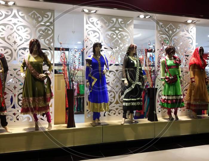 Ladies clothing display in a shopping mall