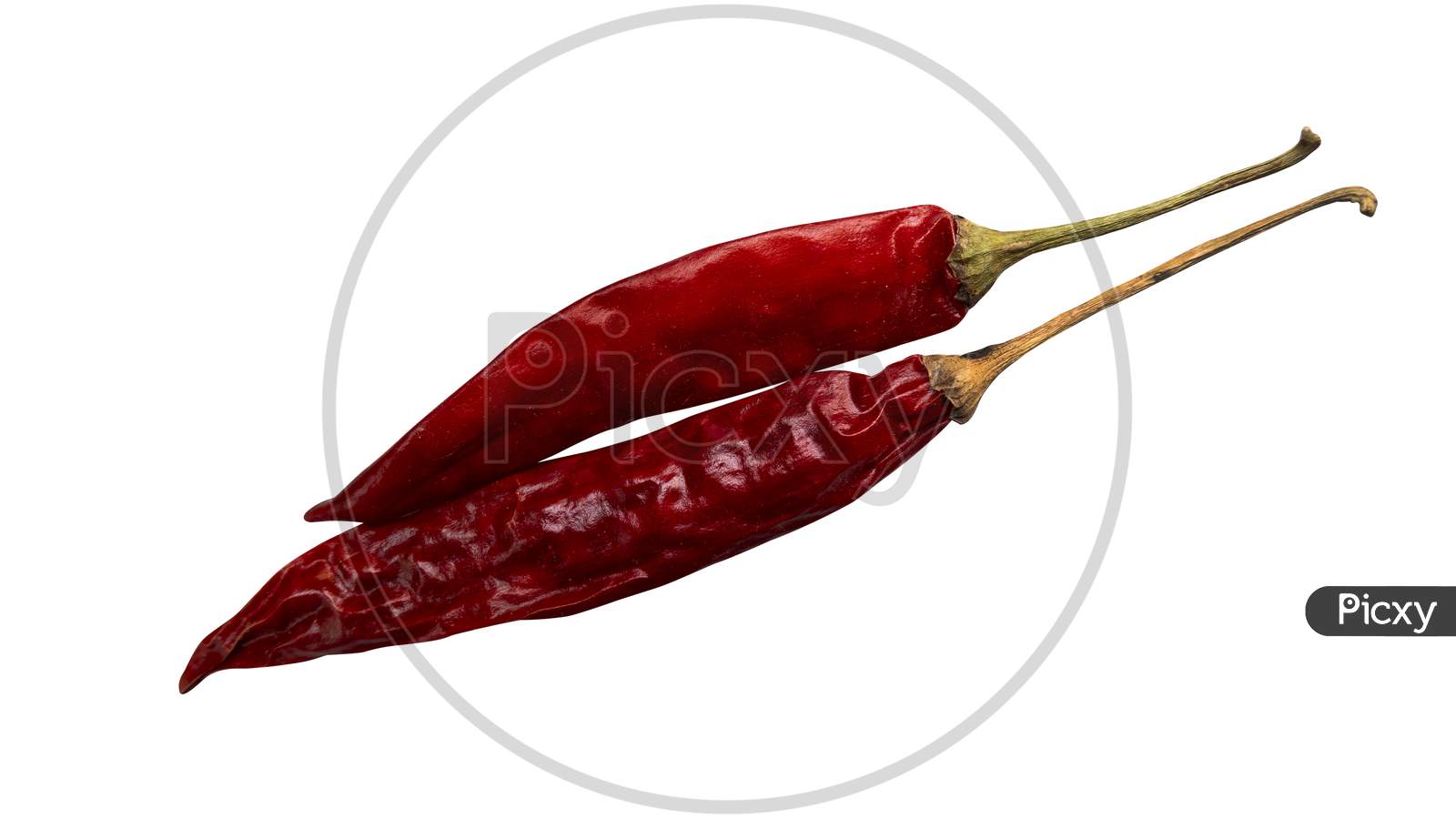 Top View Of Red Chillies Isolated On White Background