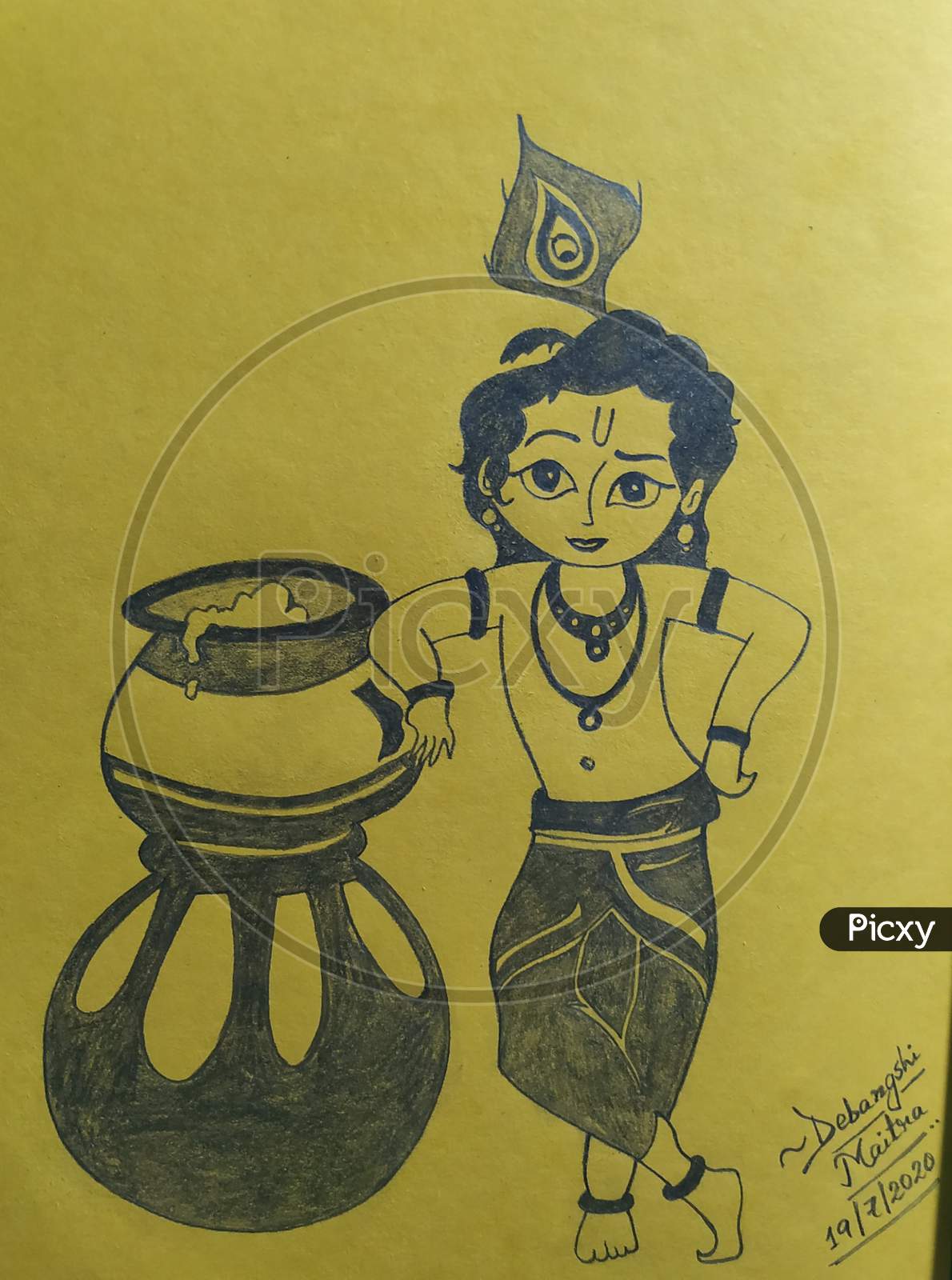 Little Krishna Drawing PNG Transparent Images Free Download | Vector Files  | Pngtree