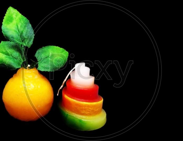 Colorful wax model isolated on black background