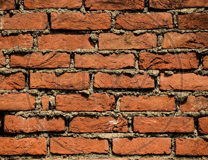 close up of old brick wall, selective focus.