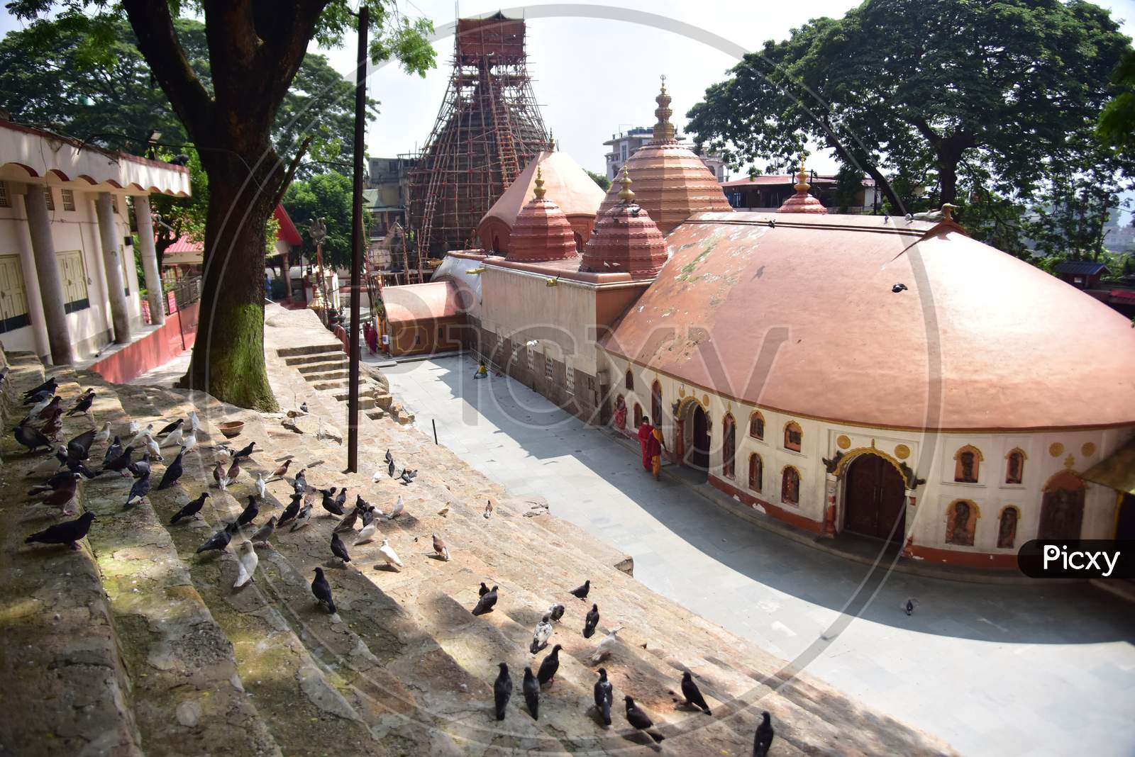 A view of Kamakhya temple after it re-opens for public after a gap of nearly six months due to coronavirus lockdown with certain restrictions, in Guwahati, India on October 11, 2020.