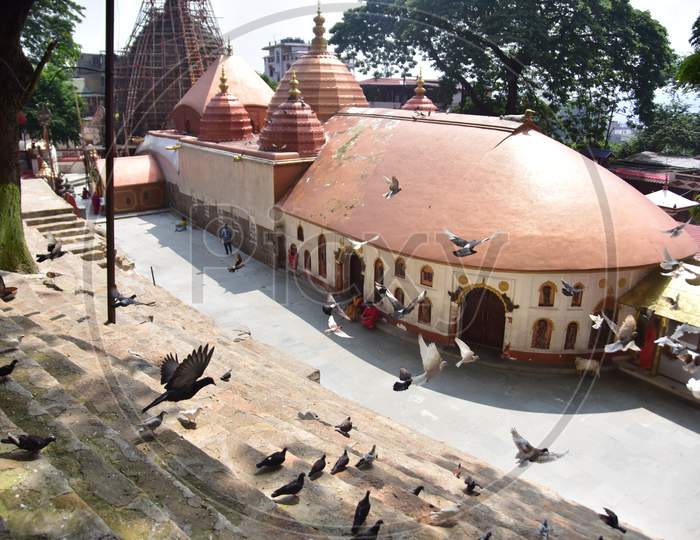 A view of Kamakhya temple after it re-opens for public after a gap of nearly six months due to coronavirus lockdown with certain restrictions, in Guwahati, India on October 11, 2020.