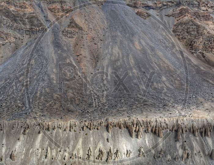 Unique rock formations at Spiti Valley, Himachal Pradesh