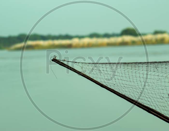 Fishing Net Prepare And Caught Fish On The Gorai River