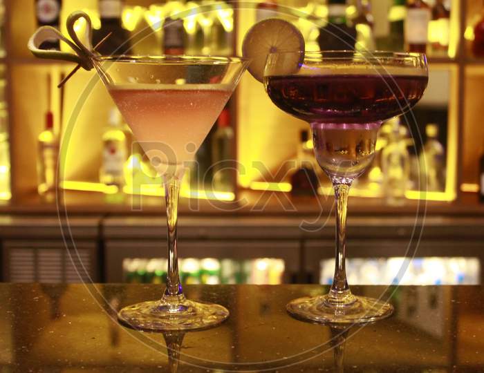Cocktail Wine Glasses at Bar