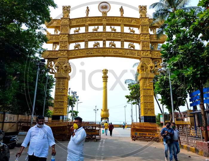 Chaitya Bhoomi Gate and Ashoka Pillar, Dadar, Mumbai Maharashtra.