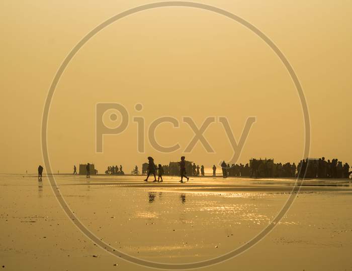 Golden hour at the beach of Ganga sagar