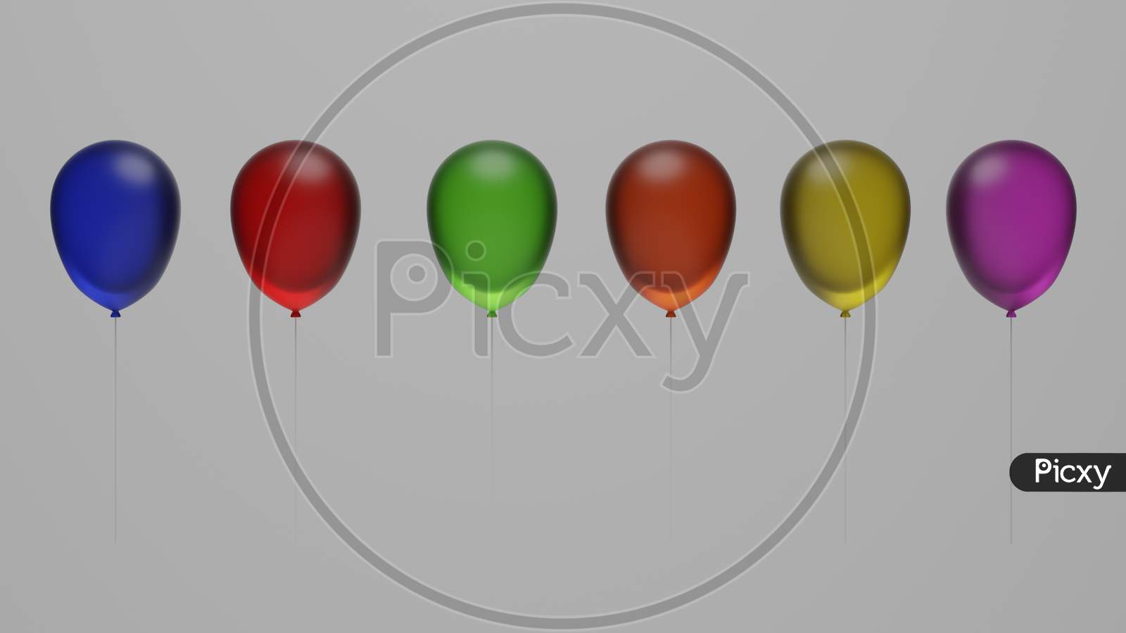 3D Rendering Of Colorful Balloons Against A White Background