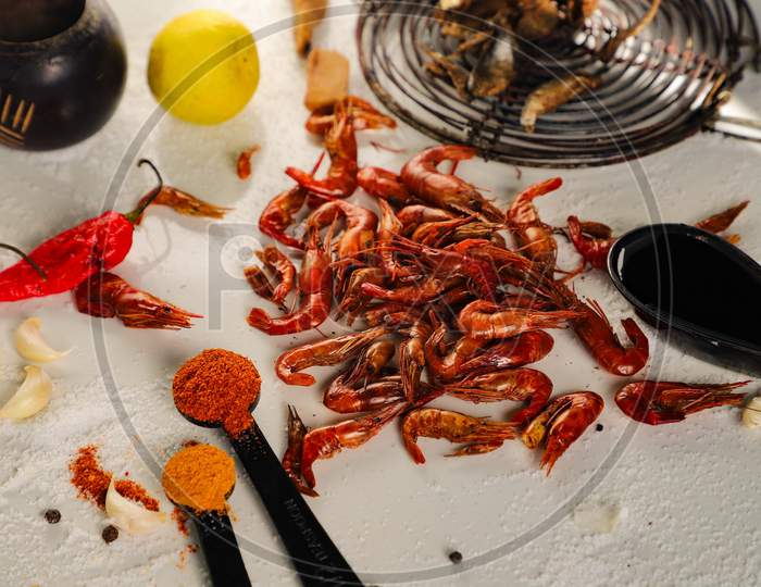 Dried prawns and spices