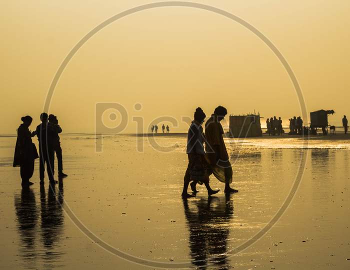 Dawn at the beach of Ganga sagar