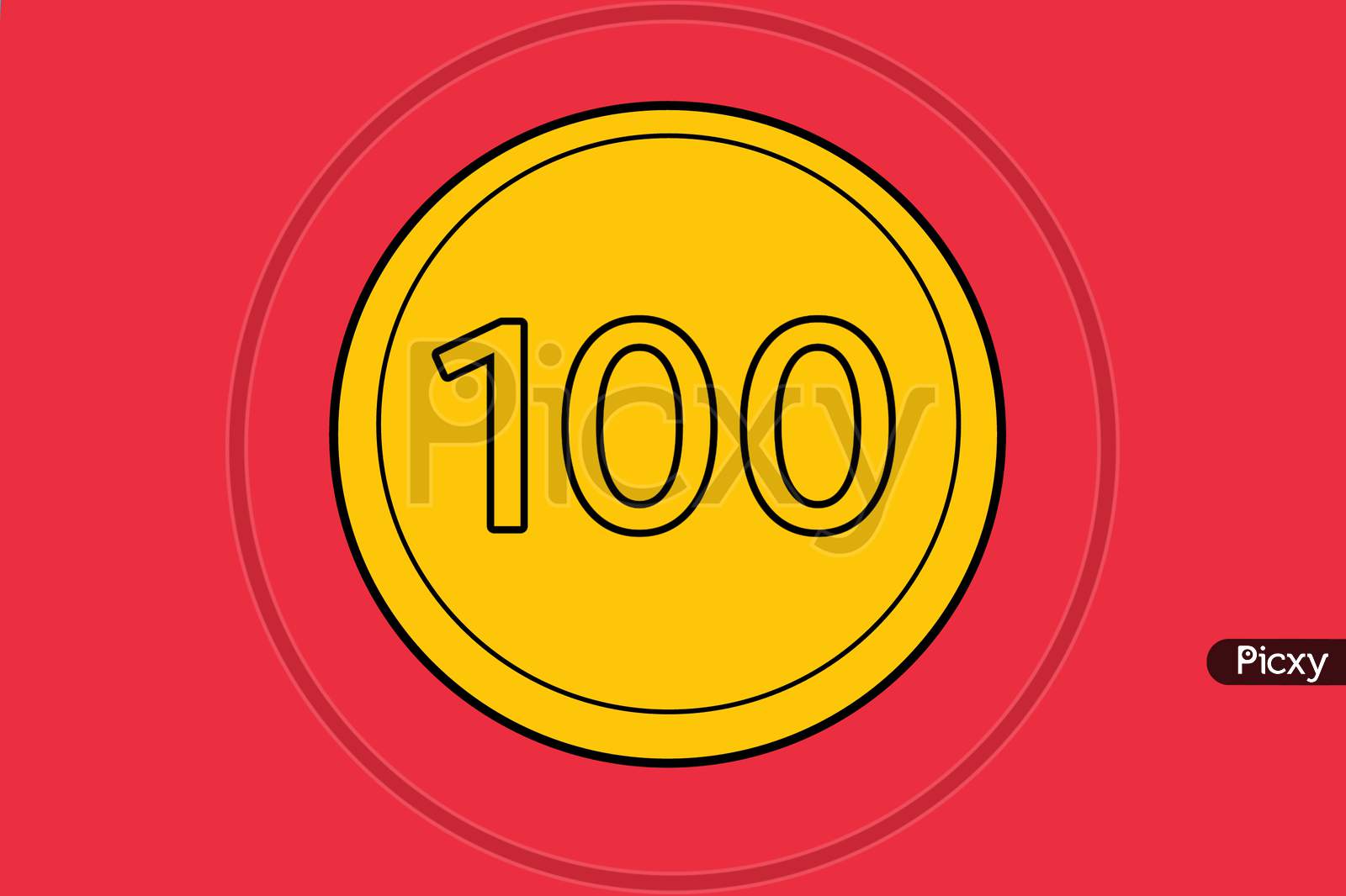 Hundred money yellow coin
