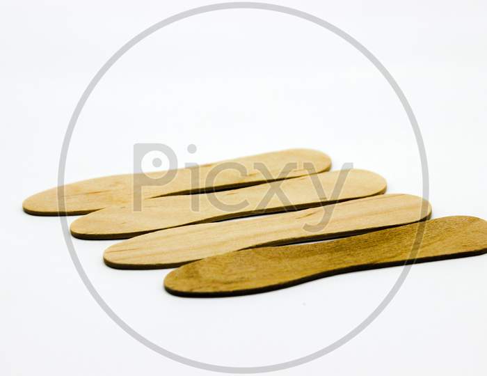 A Picture Of Wood Spoon On White Background